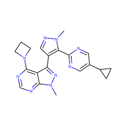 Cn1ncc(-c2nn(C)c3ncnc(N4CCC4)c23)c1-c1ncc(C2CC2)cn1 ZINC001772650774