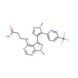 Cn1ncc(-c2nn(C)c3ncnc(NCCC(=O)O)c23)c1-c1ccc(C(F)(F)F)cn1 ZINC001772598920