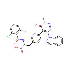 Cn1ncc(-n2ncc3ccccc32)c(-c2ccc(C[C@H](NC(=O)c3c(Cl)cccc3Cl)C(=O)O)cc2)c1=O ZINC000029127547