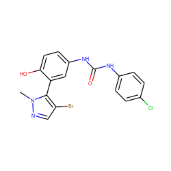 Cn1ncc(Br)c1-c1cc(NC(=O)Nc2ccc(Cl)cc2)ccc1O ZINC000045387112