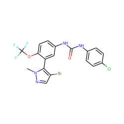 Cn1ncc(Br)c1-c1cc(NC(=O)Nc2ccc(Cl)cc2)ccc1OC(F)(F)F ZINC000045366479