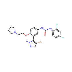 Cn1ncc(Br)c1-c1cc(NC(=O)Nc2ccc(F)cc2F)ccc1OCCN1CCCC1 ZINC000043130446