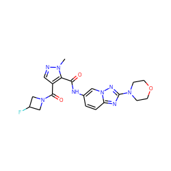 Cn1ncc(C(=O)N2CC(F)C2)c1C(=O)Nc1ccc2nc(N3CCOCC3)nn2c1 ZINC000205056333