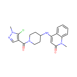 Cn1ncc(C(=O)N2CCC(Nc3cc(=O)n(C)c4ccccc34)CC2)c1Cl ZINC000169350025