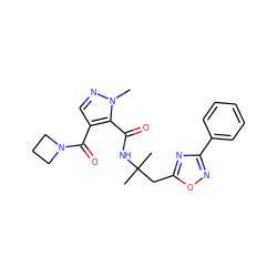 Cn1ncc(C(=O)N2CCC2)c1C(=O)NC(C)(C)Cc1nc(-c2ccccc2)no1 ZINC000144076386