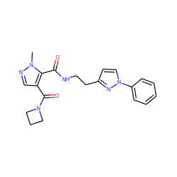 Cn1ncc(C(=O)N2CCC2)c1C(=O)NCCc1ccn(-c2ccccc2)n1 ZINC000144106050