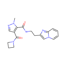 Cn1ncc(C(=O)N2CCC2)c1C(=O)NCCc1cn2ccccc2n1 ZINC000144075723