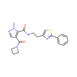 Cn1ncc(C(=O)N2CCC2)c1C(=O)NCCc1csc(-c2ccccc2)n1 ZINC000144106278