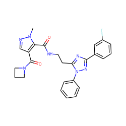 Cn1ncc(C(=O)N2CCC2)c1C(=O)NCCc1nc(-c2cccc(F)c2)nn1-c1ccccc1 ZINC000144110152