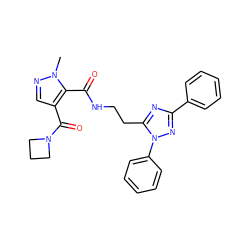 Cn1ncc(C(=O)N2CCC2)c1C(=O)NCCc1nc(-c2ccccc2)nn1-c1ccccc1 ZINC000144079709