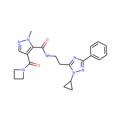 Cn1ncc(C(=O)N2CCC2)c1C(=O)NCCc1nc(-c2ccccc2)nn1C1CC1 ZINC000144116374