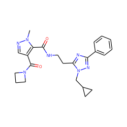 Cn1ncc(C(=O)N2CCC2)c1C(=O)NCCc1nc(-c2ccccc2)nn1CC1CC1 ZINC000144096004