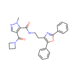 Cn1ncc(C(=O)N2CCC2)c1C(=O)NCCc1nc(-c2ccccc2)oc1-c1ccccc1 ZINC000144098609