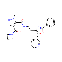 Cn1ncc(C(=O)N2CCC2)c1C(=O)NCCc1nc(-c2ccccc2)oc1-c1cccnc1 ZINC000144111644