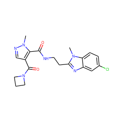 Cn1ncc(C(=O)N2CCC2)c1C(=O)NCCc1nc2cc(Cl)ccc2n1C ZINC000144090192