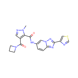 Cn1ncc(C(=O)N2CCC2)c1C(=O)Nc1ccc2nc(-c3cscn3)nn2c1 ZINC000205030369