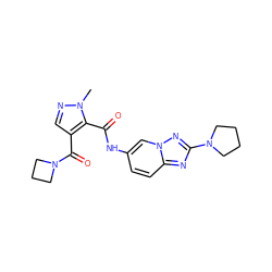 Cn1ncc(C(=O)N2CCC2)c1C(=O)Nc1ccc2nc(N3CCCC3)nn2c1 ZINC000205073944