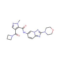 Cn1ncc(C(=O)N2CCC2)c1C(=O)Nc1ccc2nc(N3CCOCC3)nn2c1 ZINC000205048518