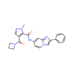 Cn1ncc(C(=O)N2CCC2)c1C(=O)Nc1ccn2cc(-c3ccccc3)nc2c1 ZINC000068267363