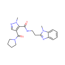 Cn1ncc(C(=O)N2CCCC2)c1C(=O)NCCc1nc2ccccc2n1C ZINC000144098136