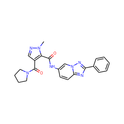 Cn1ncc(C(=O)N2CCCC2)c1C(=O)Nc1ccc2nc(-c3ccccc3)nn2c1 ZINC000205030339