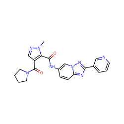 Cn1ncc(C(=O)N2CCCC2)c1C(=O)Nc1ccc2nc(-c3cccnc3)nn2c1 ZINC000205048440