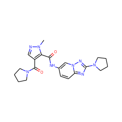 Cn1ncc(C(=O)N2CCCC2)c1C(=O)Nc1ccc2nc(N3CCCC3)nn2c1 ZINC000205073969