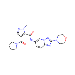 Cn1ncc(C(=O)N2CCCC2)c1C(=O)Nc1ccc2nc(N3CCOCC3)nn2c1 ZINC000205048465