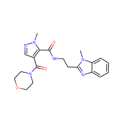 Cn1ncc(C(=O)N2CCOCC2)c1C(=O)NCCc1nc2ccccc2n1C ZINC000144078163