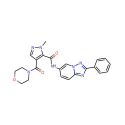 Cn1ncc(C(=O)N2CCOCC2)c1C(=O)Nc1ccc2nc(-c3ccccc3)nn2c1 ZINC000205039569