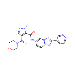 Cn1ncc(C(=O)N2CCOCC2)c1C(=O)Nc1ccc2nc(-c3cccnc3)nn2c1 ZINC000205039677