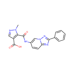 Cn1ncc(C(=O)O)c1C(=O)Nc1ccc2nc(-c3ccccc3)nn2c1 ZINC000205030319