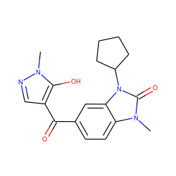 Cn1ncc(C(=O)c2ccc3c(c2)n(C2CCCC2)c(=O)n3C)c1O ZINC000299865127