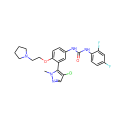 Cn1ncc(Cl)c1-c1cc(NC(=O)Nc2ccc(F)cc2F)ccc1OCCN1CCCC1 ZINC000045245441