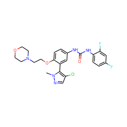 Cn1ncc(Cl)c1-c1cc(NC(=O)Nc2ccc(F)cc2F)ccc1OCCN1CCOCC1 ZINC000045255527