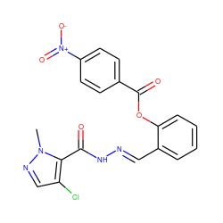 Cn1ncc(Cl)c1C(=O)N/N=C/c1ccccc1OC(=O)c1ccc([N+](=O)[O-])cc1 ZINC000000695787