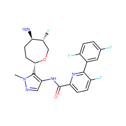 Cn1ncc(NC(=O)c2ccc(F)c(-c3cc(F)ccc3F)n2)c1[C@@H]1CC[C@@H](N)[C@H](F)CO1 ZINC000216886634