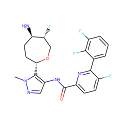 Cn1ncc(NC(=O)c2ccc(F)c(-c3cccc(F)c3F)n2)c1[C@@H]1CC[C@@H](N)[C@H](F)CO1 ZINC000205655566