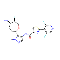 Cn1ncc(NC(=O)c2csc(-c3c(F)cncc3F)n2)c1[C@@H]1CC[C@@H](N)[C@@H](F)CO1 ZINC000216887102