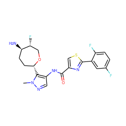 Cn1ncc(NC(=O)c2csc(-c3cc(F)ccc3F)n2)c1[C@@H]1CC[C@@H](N)[C@H](F)CO1 ZINC000216889224