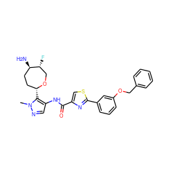 Cn1ncc(NC(=O)c2csc(-c3cccc(OCc4ccccc4)c3)n2)c1[C@@H]1CC[C@@H](N)[C@H](F)CO1 ZINC000221364289