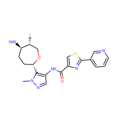 Cn1ncc(NC(=O)c2csc(-c3cccnc3)n2)c1[C@@H]1CC[C@@H](N)[C@H](F)CO1 ZINC000221377841