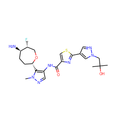 Cn1ncc(NC(=O)c2csc(-c3cnn(CC(C)(C)O)c3)n2)c1[C@@H]1CC[C@@H](N)[C@H](F)CO1 ZINC000205656701