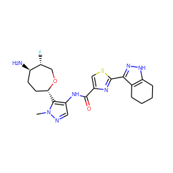 Cn1ncc(NC(=O)c2csc(-c3n[nH]c4c3CCCC4)n2)c1[C@@H]1CC[C@@H](N)[C@H](F)CO1 ZINC000221419656