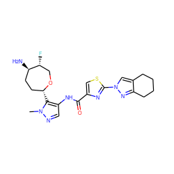 Cn1ncc(NC(=O)c2csc(-n3cc4c(n3)CCCC4)n2)c1[C@@H]1CC[C@@H](N)[C@H](F)CO1 ZINC000221392506