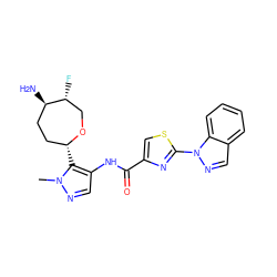 Cn1ncc(NC(=O)c2csc(-n3ncc4ccccc43)n2)c1[C@@H]1CC[C@@H](N)[C@H](F)CO1 ZINC000221393405