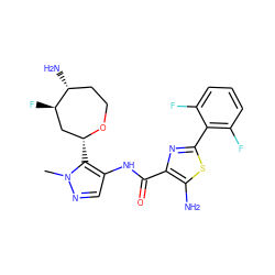 Cn1ncc(NC(=O)c2nc(-c3c(F)cccc3F)sc2N)c1[C@@H]1C[C@@H](F)[C@H](N)CCO1 ZINC000205646018