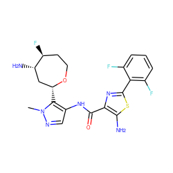 Cn1ncc(NC(=O)c2nc(-c3c(F)cccc3F)sc2N)c1[C@@H]1C[C@H](N)[C@@H](F)CCO1 ZINC000221409167