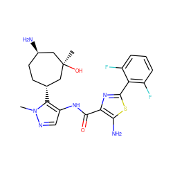 Cn1ncc(NC(=O)c2nc(-c3c(F)cccc3F)sc2N)c1[C@@H]1CC[C@@H](N)C[C@@](C)(O)C1 ZINC000169699509