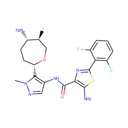 Cn1ncc(NC(=O)c2nc(-c3c(F)cccc3F)sc2N)c1[C@@H]1CC[C@H](N)[C@@H](F)CO1 ZINC000205641050